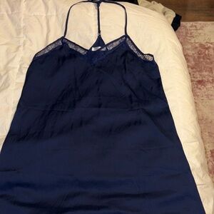 Chic Midnight Blue Lace Chemise